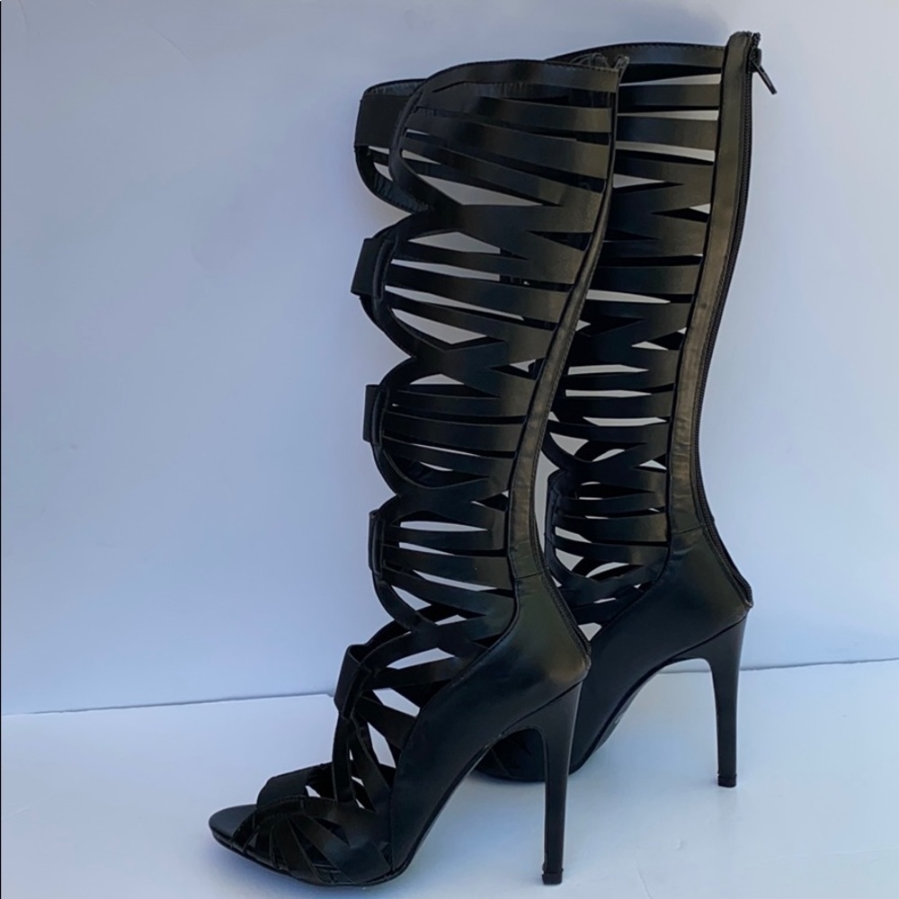 Eye Candie Black Gladiator Style High Heel Sandals - Picture 2 of 12